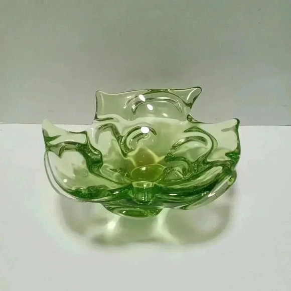 Vintage Murano Italy Art Glass Bowl Candy Trinket Dish Ashtray Green - Picture 3 of 8